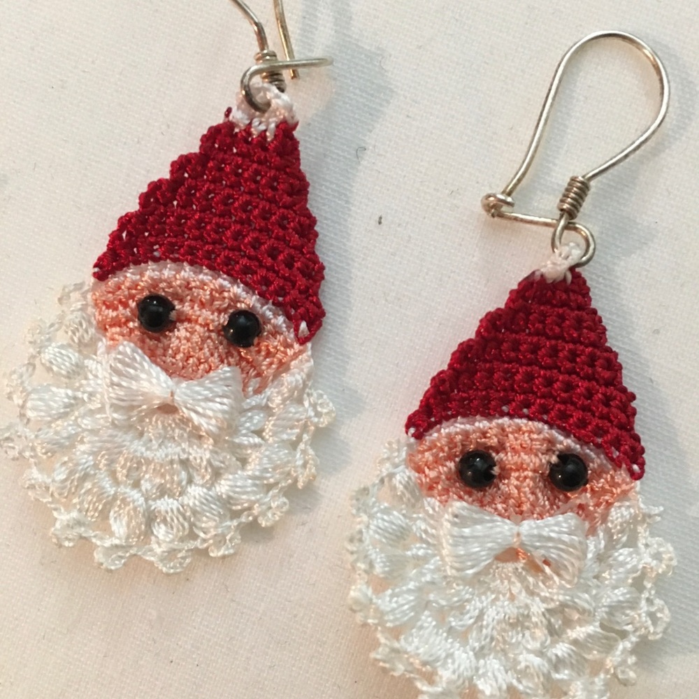 Embroidery Santa Christmas Earrings